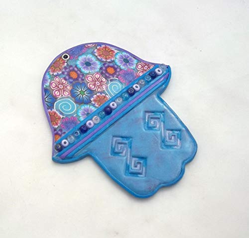 Blue Hamsa Wall Hanging New Home handmade Gift  Hand of Fatima protection amulet  Wall Decor Evil Eye Hamsa  Spiritual Housewarming Gift