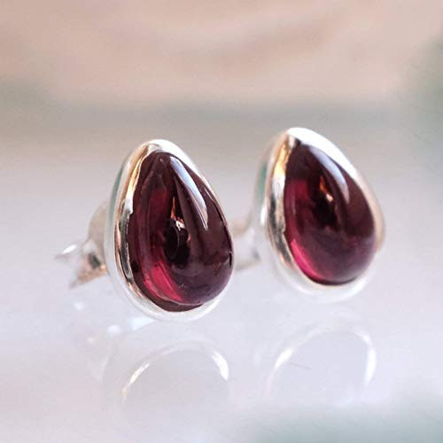Red Garnet Earrings January Birthstone Earrings 925 Sterling Silver Earrings Teardrop Pear Shape Natural Gemstone Earrings Silver Studs Mother's day gift Red Garnet Earrings January Birthstone Earrings 925 Sterling Silver Earrings Teardrop Pear Shape Natural Gemstone Earrings Silver Studs Mother's day gift