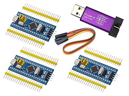 CANADUINO 3 x STM32 Blue Pill Genuine STM32F103C8T6 - incl. USB Programmer Debugger Compatible with ST-Link V2