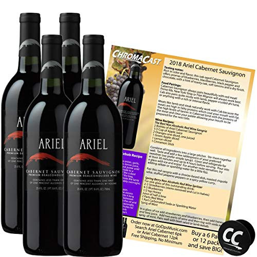 Ariel Cabernet Non-Alcoholic Red Wine Experience Bundle with Chromacast Pop Socket  Seasonal Wine Pairings  and  Recipes  4 Pack