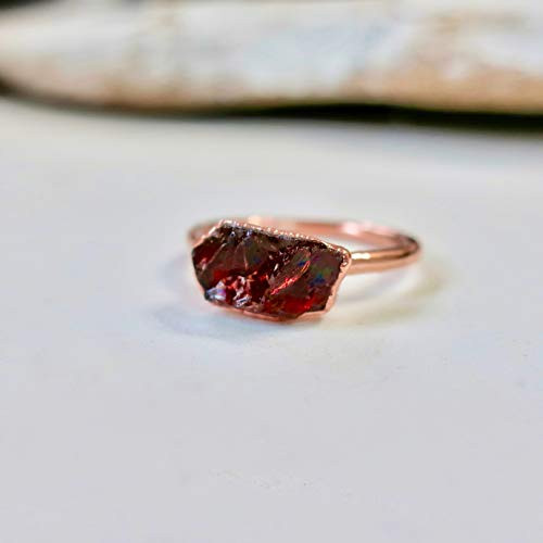 Raw Red Garnet Ring for Women  Garnet Birthstone Ring  January Raw Birthstone Jewelry