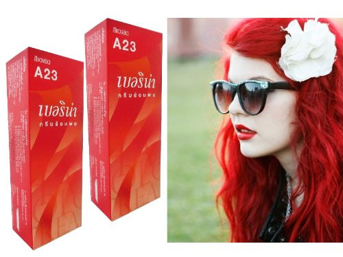 Berina Permanent Hair Color Dye Berina A23 Bright Red Color   2 Box