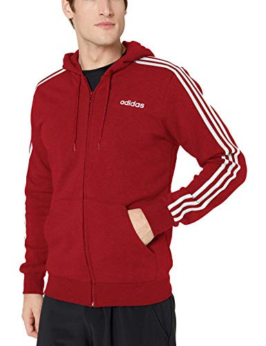 adidas mens Essentials 3-Stripes Regular Fit Training Fleece Track Top Sweatshirt  Active Maroon White  Medium