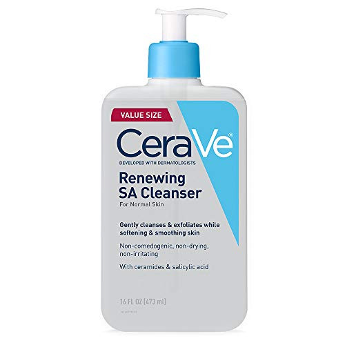 CeraVe Salicylic Acid Cleanser  16 Ounce  Renewing Exfoliating Face Wash With Vitamin D for Normal Skin  Fragrance Free