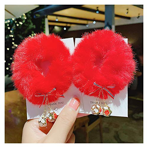 changshuo Hair Ropes Children Plush Hair Bands Girls Red Bow Tassel Hair Rope Headdress Kids Lovely Hair Tie Elastic Rubber Band Hair Accessories  Color   Red Bow Pendant