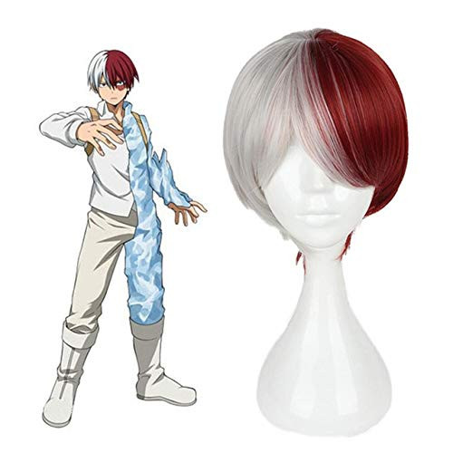 My Hero Academia Boku no Hiro Akademia Shoto Todoroki Shouto White And Red Cosplay Wig A