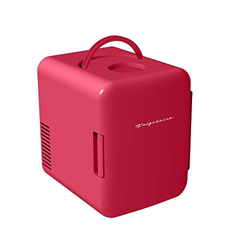 Frigidaire Mini Portable Compact Personal Fridge Cools  and  Heats  4 Liter Capacity Chills Six 12 oz Cans  100% Freon-Free  and  Eco Friendly  Includes Plugs for Home Outlet  and  12V Car Charger - Red