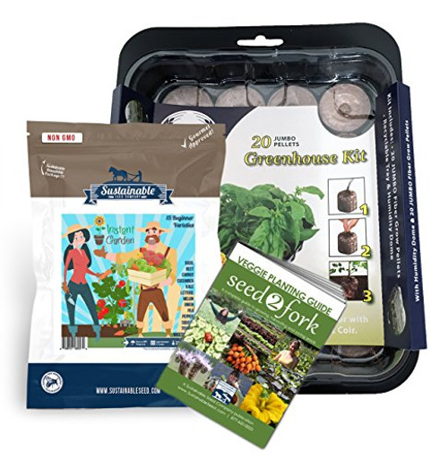 Instant Garden, Heirloom Vegetable Seed Collection, 15 Variety Non GMO Heirloom Garden Vegetable Seeds with Mini Greenhouse