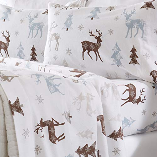 Home Fashion Designs Flannel Sheets Queen Winter Bed Sheets Flannel Sheet Set Snowy Reindeer Flannel Sheets 100% Turkish Cotton Flannel Sheet Set. Stratton Collection  Queen  Snowy Reindeer
