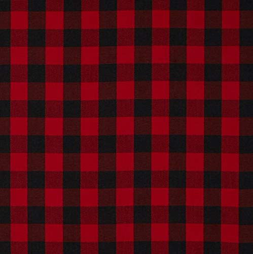 5 Yard Bolt Plaid Flannel Cotton Fabric  Buffalo Plaid Red Black