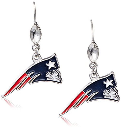 NFL Siskiyou Sports Womens New England Patriots Crystal Dangle Earrings One Size Team Color NFL Siskiyou Sports Womens New England Patriots Crystal Dangle Earrings One Size Team Color