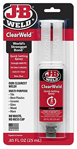 J-B Weld 50112 Clear 25 ml ClearWeld Quick-Setting Epoxy Syringe -Pack of 2-