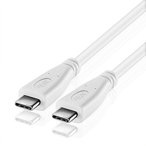 TNP USB Type C to Type C Cable, USB-C to USB-C Cable Adapter Connector Plug Wire Cord, Super Speed USB 3.0 Male to Male Sync & Charge Cable - White (6FT)