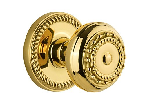 Grandeur Newport Rosette with Parthenon Knob, Single Dummy, Polished Brass