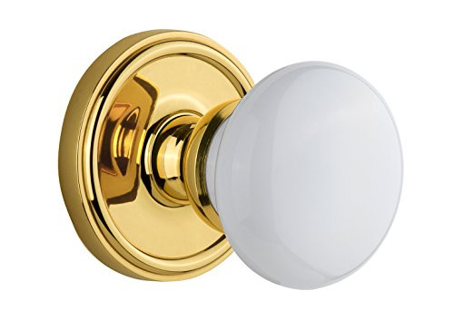 Grandeur Georgetown Rosette with Hyde Park Knob, Single Dummy, Lifetime Brass