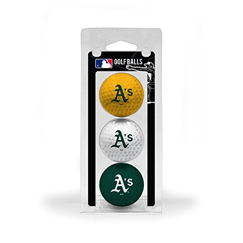 Team Golf MLB Oakland Athletics Regulation Size Golf Balls, 3 Pack, Full Color Durable Team Imprint