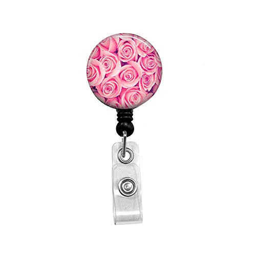 Rose Vintage Style Retractable Badge Reel with Alligator Clip?Name Nurse ID Card Badge Holder Reel, Decorative Custom Badge Holder