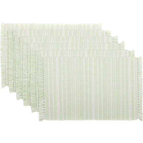 VHC Brands Coastal Farmhouse Tabletop & Kitchen - Madeline Green Ribbed Placemat Set of 6 One Size Mint VHC Brands Coastal Farmhouse Tabletop & Kitchen - Madeline Green Ribbed Placemat Set of 6 One Size Mint