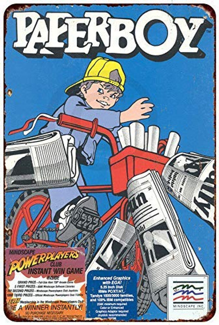 Keviewly Tin Sign 8" x 12" for Home Ranch Wine Cellar Bar Patio Metal Signs Vintage Paperboy Video Game Ad Arcade Gaming Retro Look Novelty Wall Decor