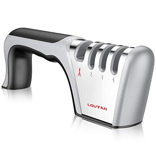 -4 Stage-Knife Sharpener,Original Premium Manual Kitchen Knife Accessories,Best Kitchen Knife Sharpener Really Works for Scissors,Ceramic,Steel Knives. Quickly Helps Repair, Restore and Polish Blades