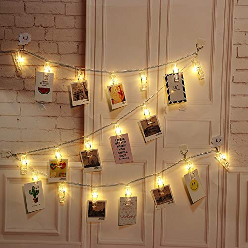 LED Photo String Lights-20 Photo Clips Battery Powered Fairy Twinkle Lights, Wedding Party Home Decor Lights for Hanging Photos, Cards and Artwork (7.2ft, Warm White? LED Photo String Lights-20 Photo Clips Battery Powered Fairy Twinkle Lights, Wedding Party Home Decor Lights for Hanging Photos, Cards and Artwork (7.2ft, Warm White?