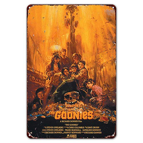 HomDeo Tin Sign 8" w x 12" h Retro Wall Decor Metal Signs Vintage for Ranch Patio Laundry Room Gym Barber Shop Bar The Goonies Steven Spieldberg Movie Poster