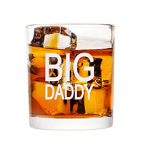 Dad Gift on Fathers Day, Novelty Big Daddy Whiskey Glass, Old Fashioned Glasses, Unique Scotch Glass for Dad, New Dad, Husband, friends, Gift on Fathers Day, Birthday, Christmas, 10 Oz