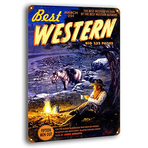 BAYABU Tin Sign Retro Western Cowboy Vintage Home Coffee Indoor Garage Shop Bar Poster Wall Decor Metal Signs 8 x 12 inches