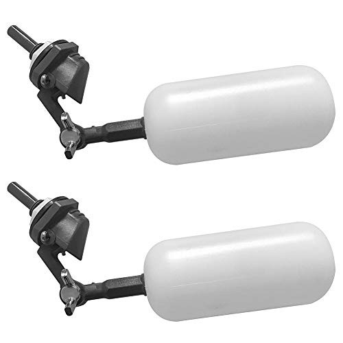 QWORK 2 Pack Mini Float Valve, 1/4" NPT Float Ball Valve, Adjustable Arm, Automatic Fill Feed Humidifier Tank Water, for Livestock Water Trough, Ponds, Aquaculture, Aquariums
