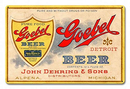 Maizeco Tin Signs Goebel Beer Metal Sign 12 x 8 Inch Poster Plate for Indoor Restaurants Home Bar Cafe Room Wall Decor