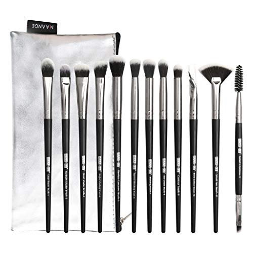Makeup Brushes Set 12 Pac Makeup Brushes Fan Brushes with a Bag Blending Loose Powder Contour Eye Shadow Eyebrow Detail Angled Brushes Eyeliner Concealer Eyelash Blush Brush Cosmetic Brushes Powder Blender High End GJCDP -D-