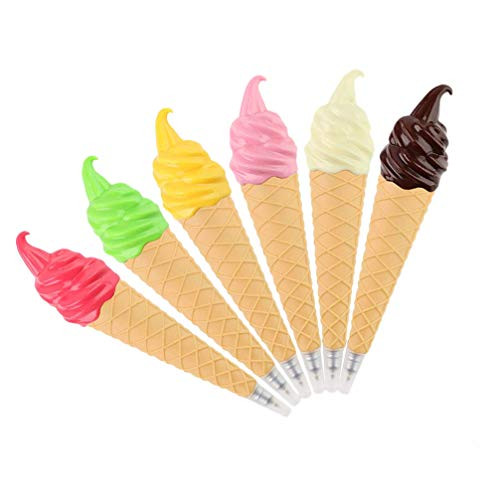 TOYANDONA Ice Cream Pen 6 Packs, Lovely Ballpoint Pens Ice Cream Cone Pens School Supplies for Kids Students