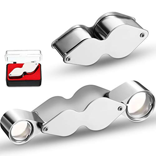 2 Pieces Jeweler's Eye Loupe 10X 20X Jeweler Magnifying Glass Pocket Jewelry Magnifier Dual Lens Loupe Magnifier with Storage Case for Jewelry Supplies, Coins, Gems, Stamps 2 Pieces Jeweler's Eye Loupe 10X 20X Jeweler Magnifying Glass Pocket Jewelry Magnifier Dual Lens Loupe Magnifier with Storage Case for Jewelry Supplies, Coins, Gems, Stamps