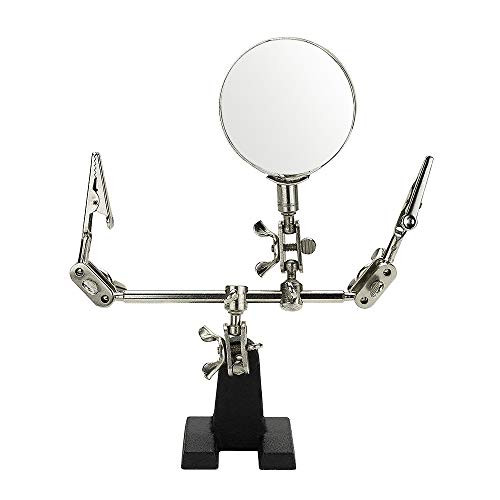 Helping Hands Magnifier Soldering Station, mlogiroa 2.5X Magnifying Glass Third Hand Soldering Tool Stand with Dual Adjustable Alligator Clips for Welding, Jewelry, Small Precision Projects Inspection