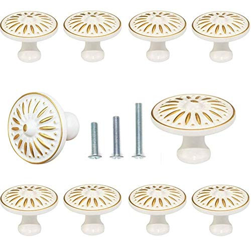 Cabinet Knobs 10pcs Riccioofy Ceramic knob Dresser Cupboard Cabinet Drawer Knobs Wardrobe Door Pull Handle for Home Office