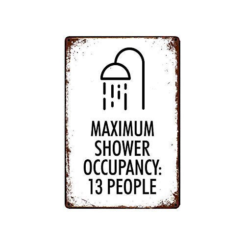 NINGFEI 8x12 Inches Metal Tin Sign Maximum Shower Occupancy for Bar Pub Home Vintage Retro Poster