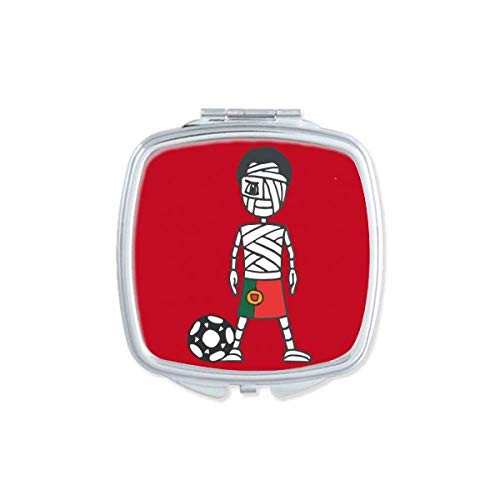 Portuguese Soccer Player Mummy Cartoon Mirror Portable Compact Pocket Makeup Double Sided Glass