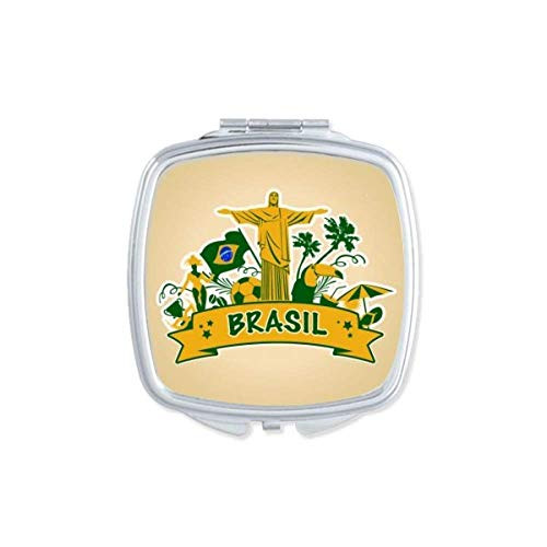 Soccer Mount Corcovado Parrot Brazil Mirror Portable Compact Pocket Makeup Double Sided Glass Soccer Mount Corcovado Parrot Brazil Mirror Portable Compact Pocket Makeup Double Sided Glass
