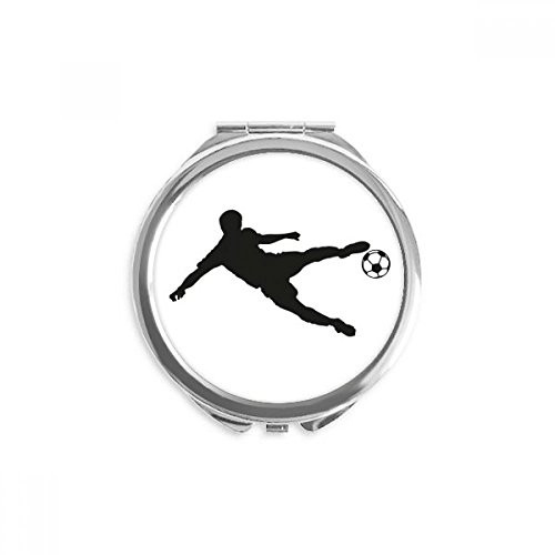 Sports Outline Soccer Football Hand Compact Mirror Round Portable Pocket Glass
