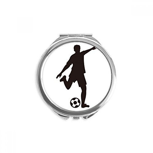 Football soccer Outline Sports Hand Compact Mirror Round Portable Pocket Glass