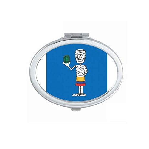 Mummy Football Single Hand Lift Mirror Portable Fold Hand Makeup Double Side Glasses