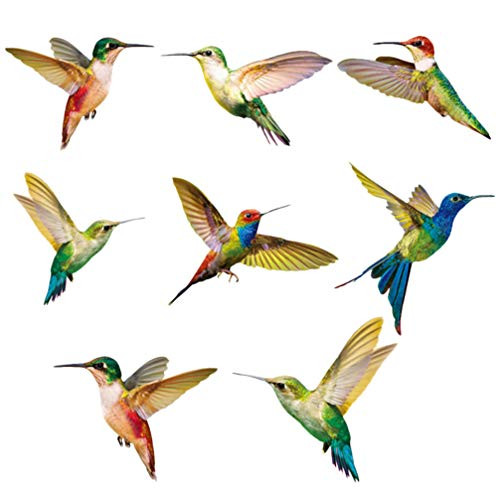 VICASKY 8pcs Hummingbird Decals Bird Anti Collision Window Clings Non Adhesive Vinyl Cling Hummingbird Stickers to Bird Strikes on Window Glass