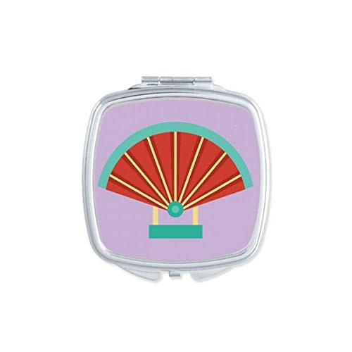 Fan China Pattern Square Mirror Portable Compact Pocket Makeup Double Sided Glass