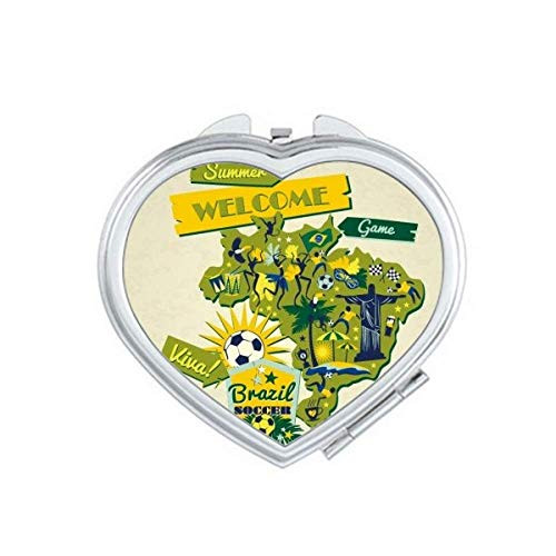 Welcom Brazil Summer Soccer Mirror Travel Magnification Portable Handheld Pocket Makeup Welcom Brazil Summer Soccer Mirror Travel Magnification Portable Handheld Pocket Makeup