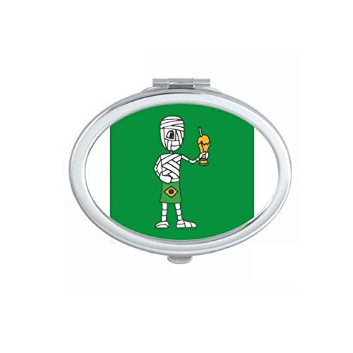 Brazil Football Mummy Trophy Mirror Portable Fold Hand Makeup Double Side Glasses