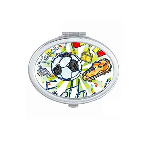 Cartoon Football Series Pattern Soccer Mirror Portable Fold Hand Makeup Double Side Glasses