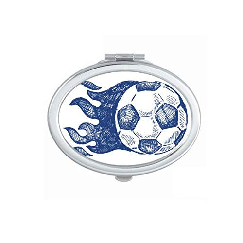 Football Flame Blue Pattern Soccer Mirror Portable Fold Hand Makeup Double Side Glasses