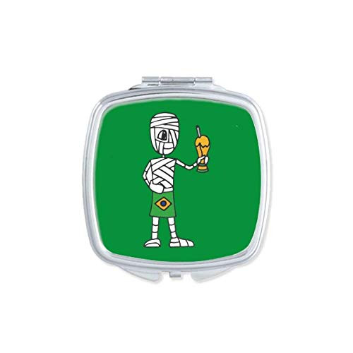 Brazil Football Mummy Trophy Mirror Portable Compact Pocket Makeup Double Sided Glass