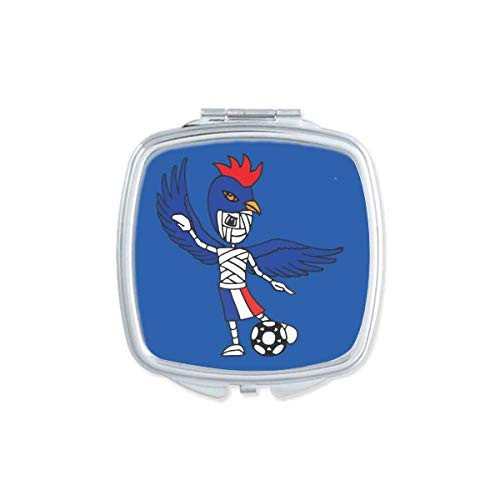 France Gallic Rooster Mummy Football Mirror Portable Compact Pocket Makeup Double Sided Glass