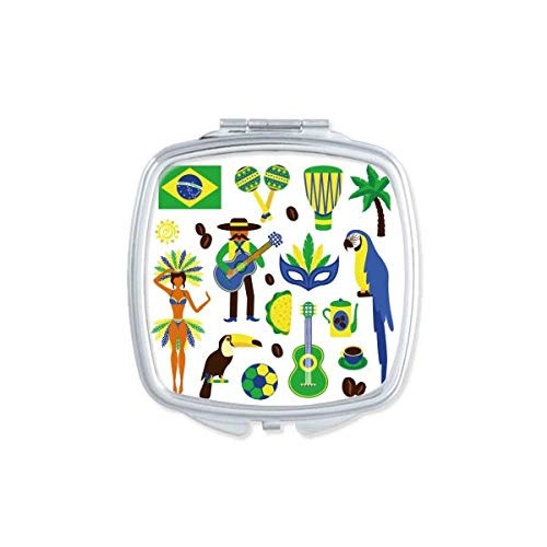 Soccer Parrot Guitar Coffee Brazil Mirror Portable Compact Pocket Makeup Double Sided Glass Soccer Parrot Guitar Coffee Brazil Mirror Portable Compact Pocket Makeup Double Sided Glass